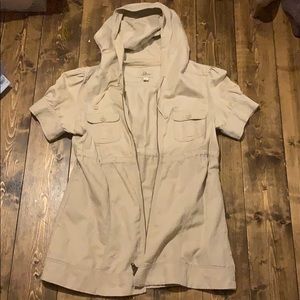 short sleeve khaki caslon zip up